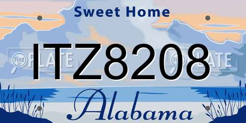 ITZ8208 Alabama License Plate