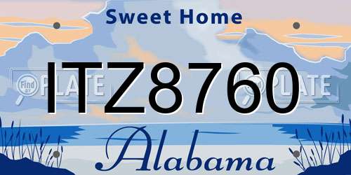 ITZ8760 Alabama License Plate
