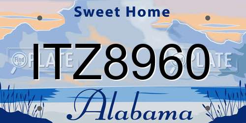 ITZ8960 Alabama License Plate