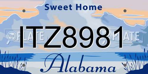 ITZ8981 Alabama License Plate