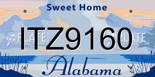 ITZ9160 Alabama License Plate