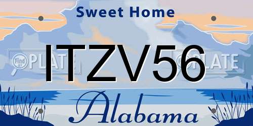ITZV56 Alabama License Plate