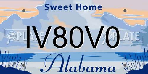 IV80V0 Alabama License Plate