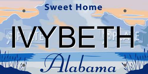 IVYBETH Alabama License Plate