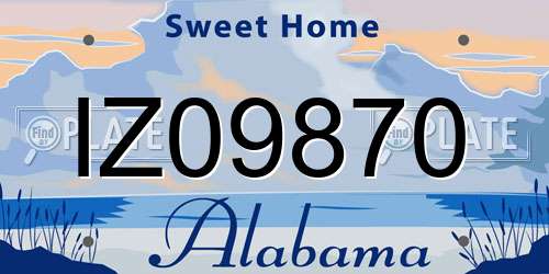 IZ09870 Alabama License Plate