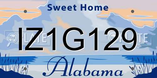 IZ1G129 Alabama License Plate