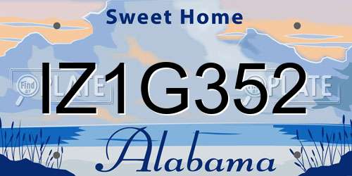 IZ1G352 Alabama License Plate