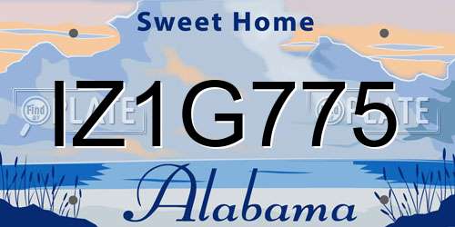 IZ1G775 Alabama License Plate