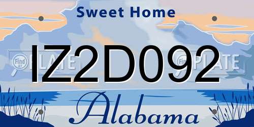 IZ2D092 Alabama License Plate
