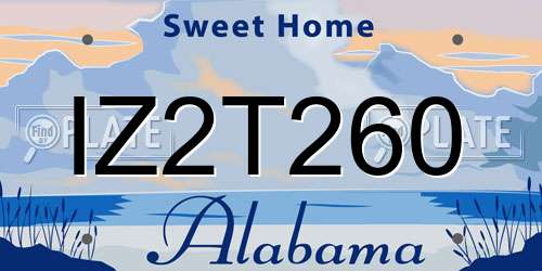 IZ2T260 Alabama License Plate