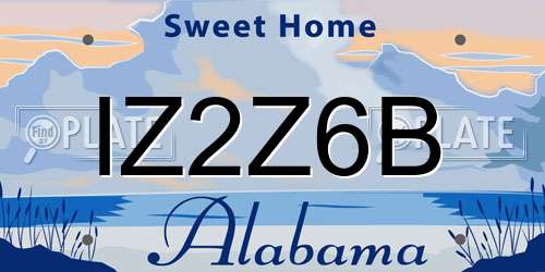 IZ2Z6B Alabama License Plate