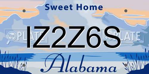 IZ2Z6S Alabama License Plate