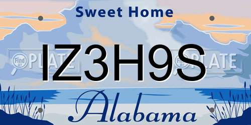 IZ3H9S Alabama License Plate