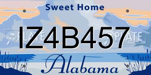 IZ4B457 Alabama License Plate