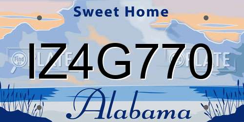IZ4G770 Alabama License Plate