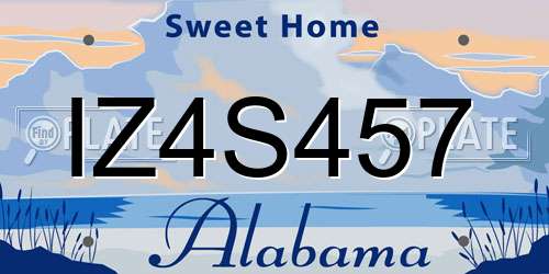 IZ4S457 Alabama License Plate
