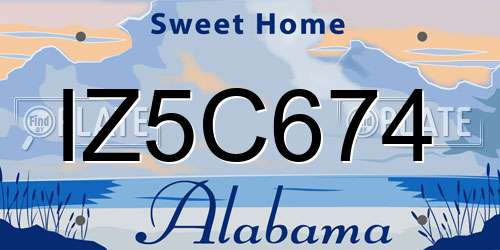 IZ5C674 Alabama License Plate