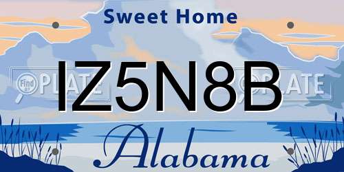 IZ5N8B Alabama License Plate
