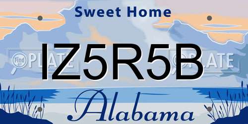 IZ5R5B Alabama License Plate