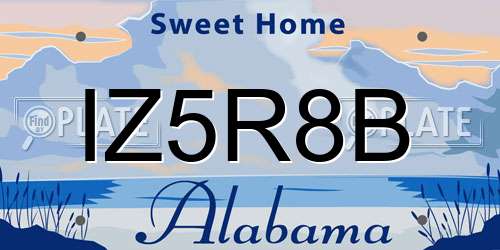 IZ5R8B Alabama License Plate