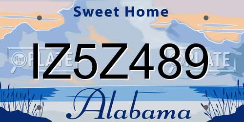 IZ5Z489 Alabama License Plate