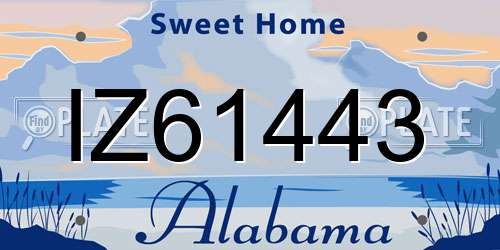 IZ61443 Alabama License Plate
