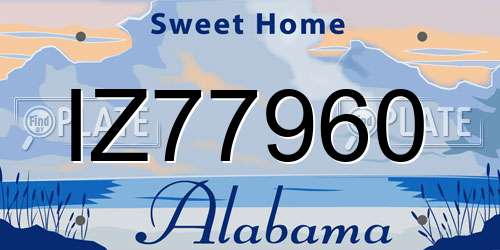 IZ77960 Alabama License Plate