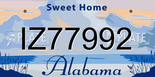 IZ77992 Alabama License Plate