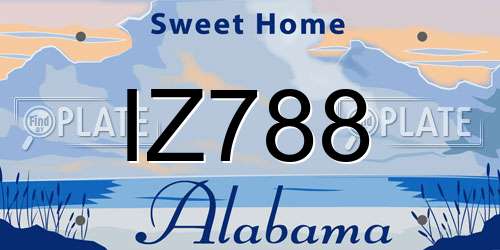IZ788 Alabama License Plate