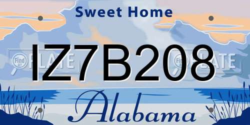 IZ7B208 Alabama License Plate
