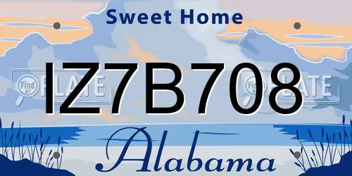 IZ7B708 Alabama License Plate