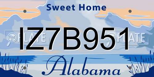 IZ7B951 Alabama License Plate