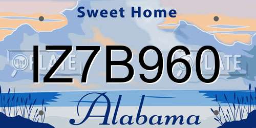 IZ7B960 Alabama License Plate