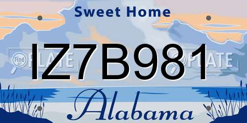 IZ7B981 Alabama License Plate