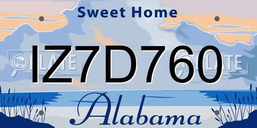 IZ7D760 Alabama License Plate