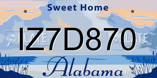 IZ7D870 Alabama License Plate