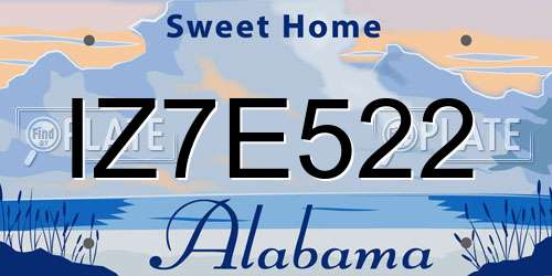 IZ7E522 Alabama License Plate