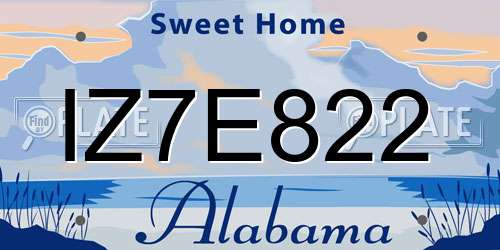 IZ7E822 Alabama License Plate