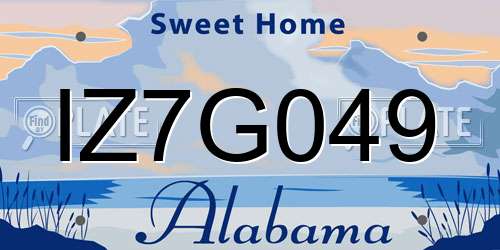 IZ7G049 Alabama License Plate
