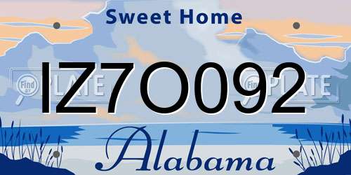 IZ7O092 Alabama License Plate