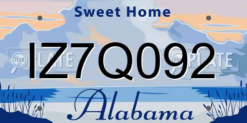 IZ7Q092 Alabama License Plate
