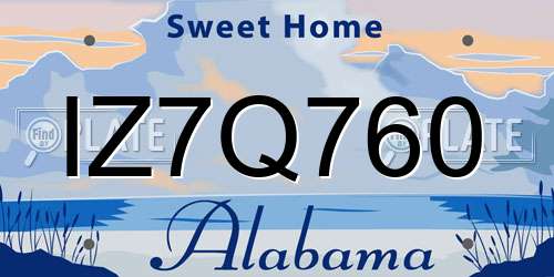IZ7Q760 Alabama License Plate