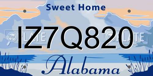 IZ7Q820 Alabama License Plate