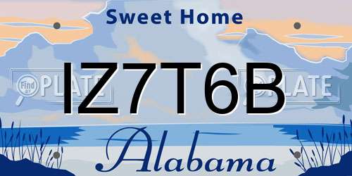 IZ7T6B Alabama License Plate