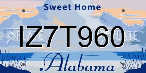 IZ7T960 Alabama License Plate