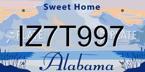 IZ7T997 Alabama License Plate