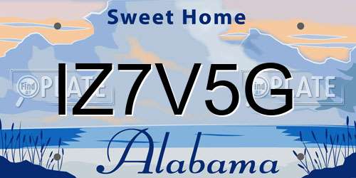 IZ7V5G Alabama License Plate