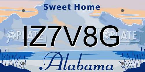 IZ7V8G Alabama License Plate