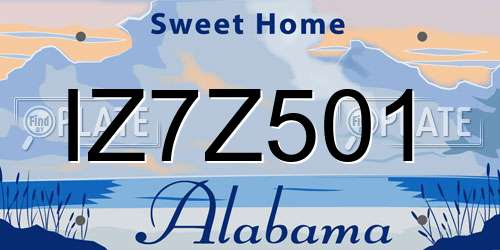 IZ7Z501 Alabama License Plate
