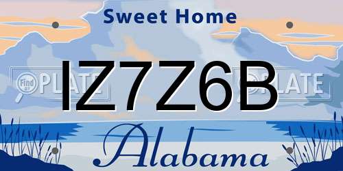 IZ7Z6B Alabama License Plate